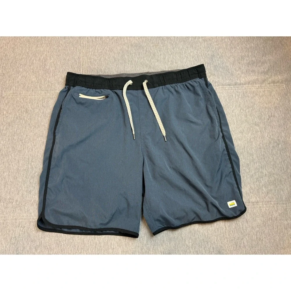 Vuori Men's XL Athletic Shorts Navy Blue Elastic Waist Drawstring Pockets